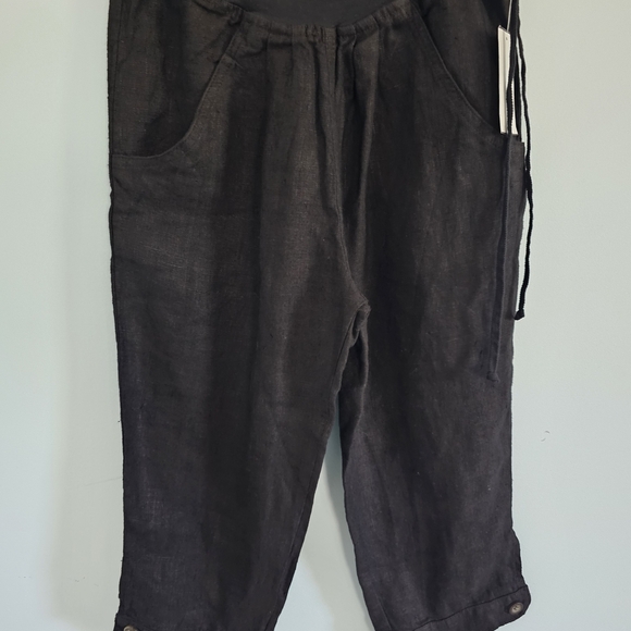 Hard Tail Black 100% Linen Capris Size XS - Picture 1 of 4